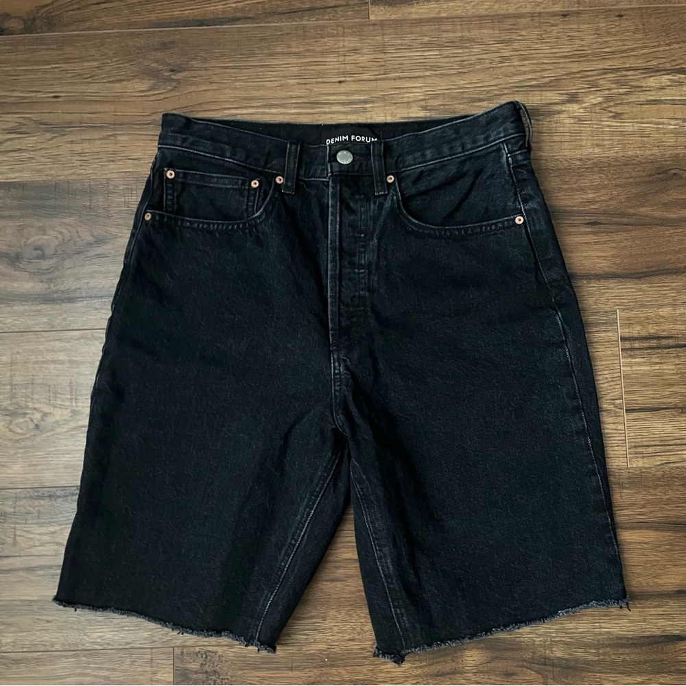 Denim Forum Sz 27 The Joni Black High Rise Shorts Long Jorts Aritzia Streetwear